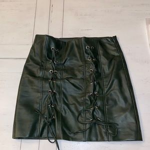 Green leather Skirt